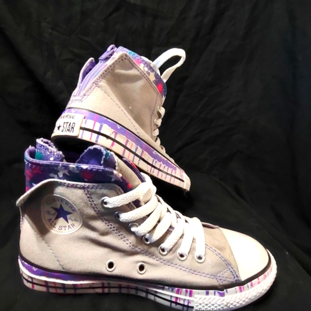 Converse Paint Drip & Stars Back Zip 645160F Junior Size US 6 UK 5.5 EUR 38.5